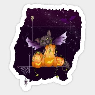 Halloween Cat Fairy Cat All My Pumpkins with Jack o lanterns Sticker